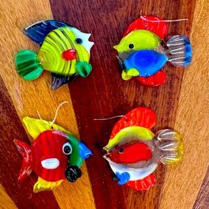 Vintage Murano Ornamental Fish Handblown 4 pieces
